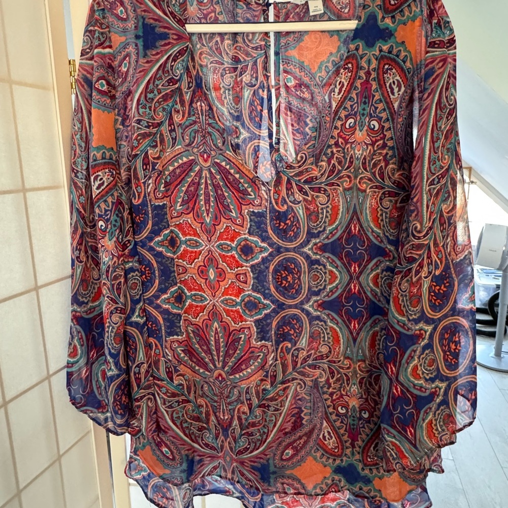 Paisley Print Sheer Blouse